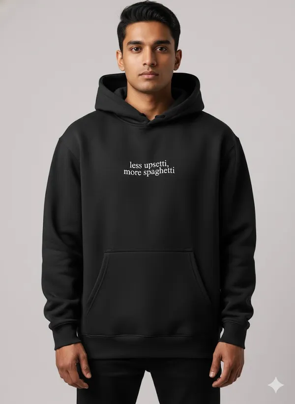More_Spaghetti_Black_Unisex_100%_Cotton_Fleece_Hoodie