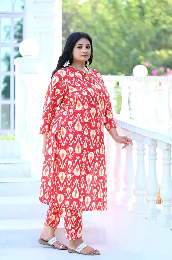 Red_Cotton_Premium_&_Elegant_Kurta_&_Pant_Set_For_Women