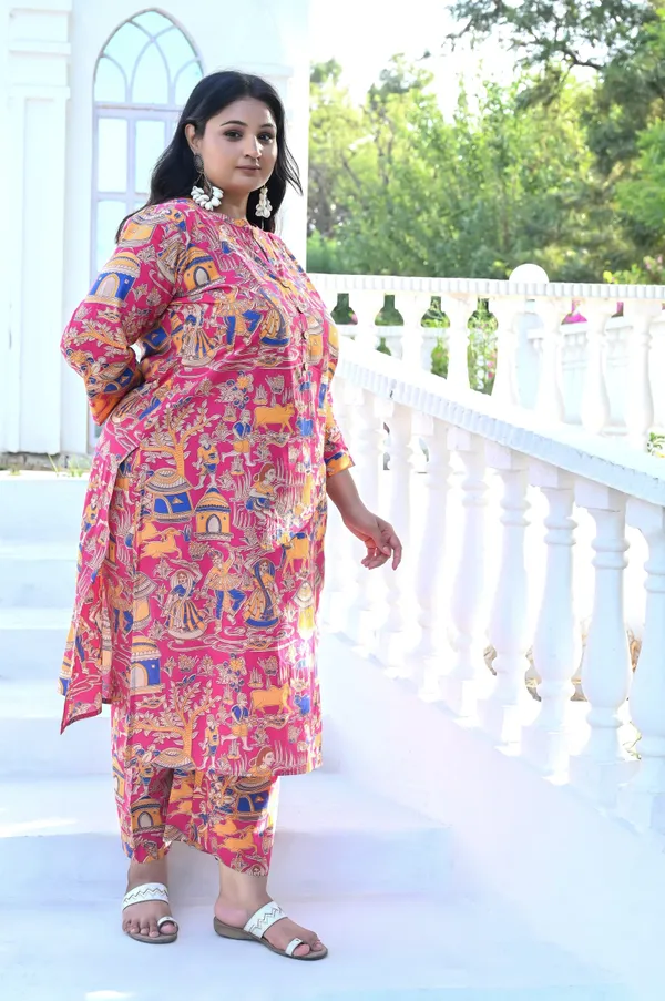 Pink_Cotton_Premium_&_Elegant_Kurta_&_Pant_Set_For_Women