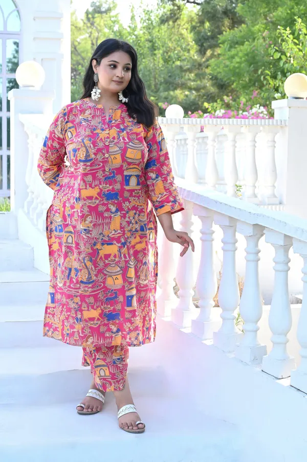 Pink_Cotton_Premium_&_Elegant_Kurta_&_Pant_Set_For_Women