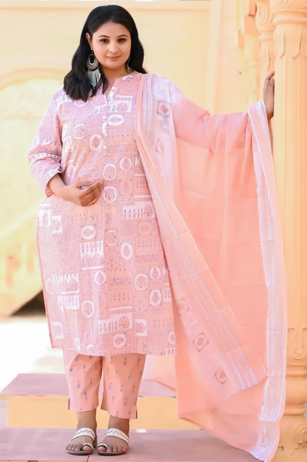 Peach_Cotton_Premium_&_Elegant_Kurta_&_Pant_Set_For_Women