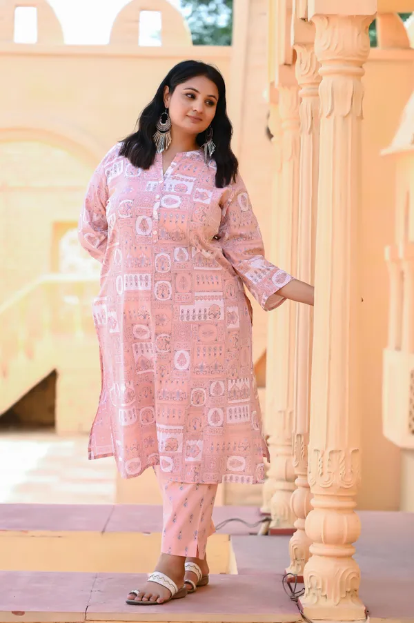 Peach_Cotton_Premium_&_Elegant_Kurta_&_Pant_Set_For_Women