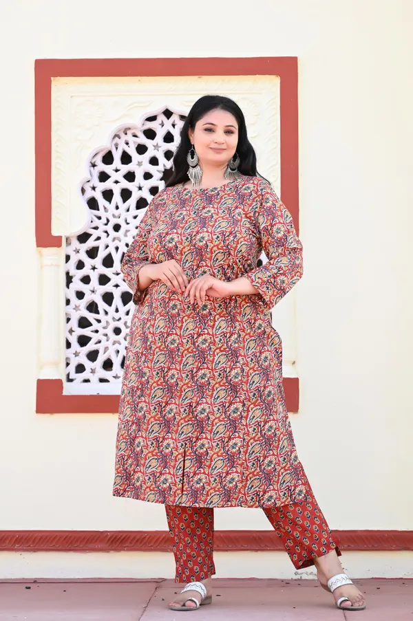 Maroon_Cotton_Premium_&_Elegant_Kurta_&_Pant_Set_For_Women
