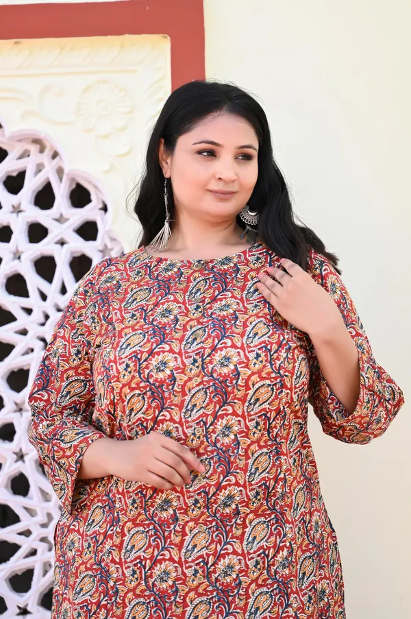 Maroon_Cotton_Premium_&_Elegant_Kurta_&_Pant_Set_For_Women