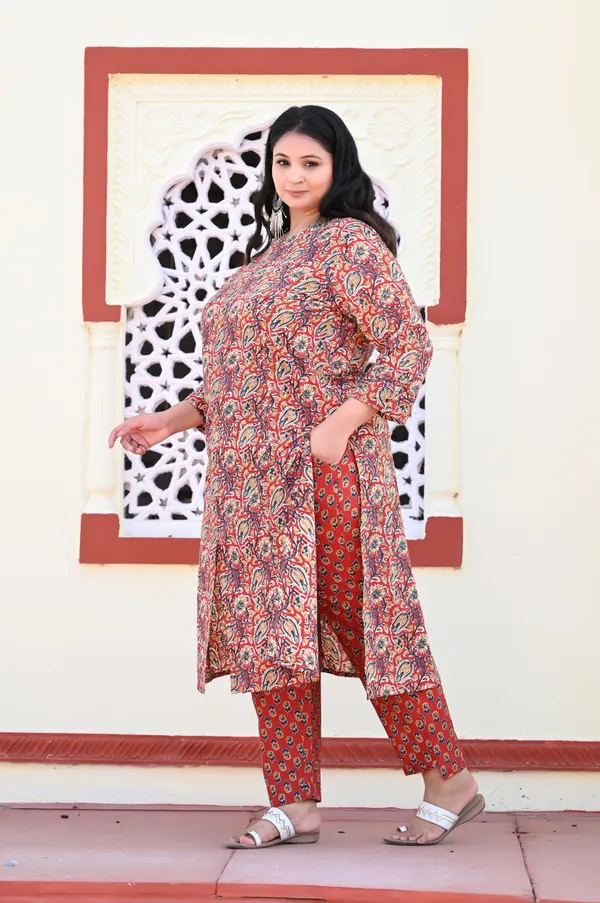 Maroon_Cotton_Premium_&_Elegant_Kurta_&_Pant_Set_For_Women