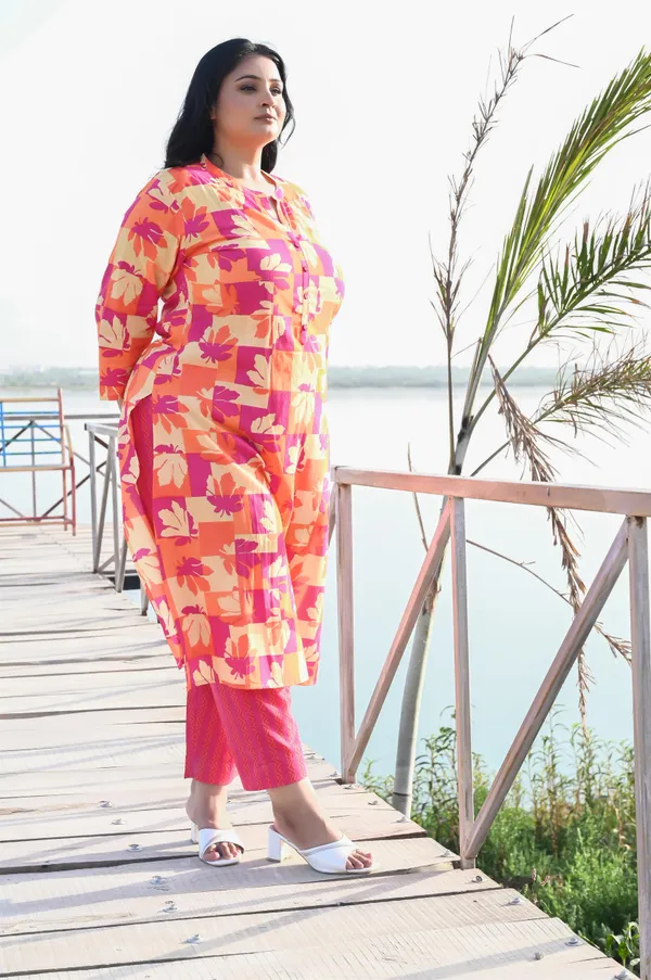 Pink_Orange_Cotton_Premium_&_Elegant_Kurta_&_Pant_Set_For_Women