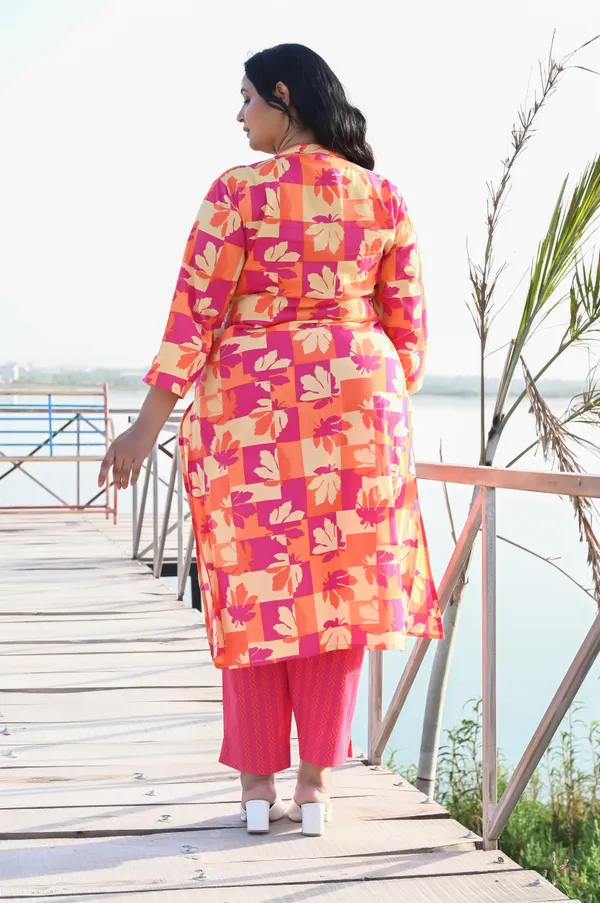 Pink_Orange_Cotton_Premium_&_Elegant_Kurta_&_Pant_Set_For_Women
