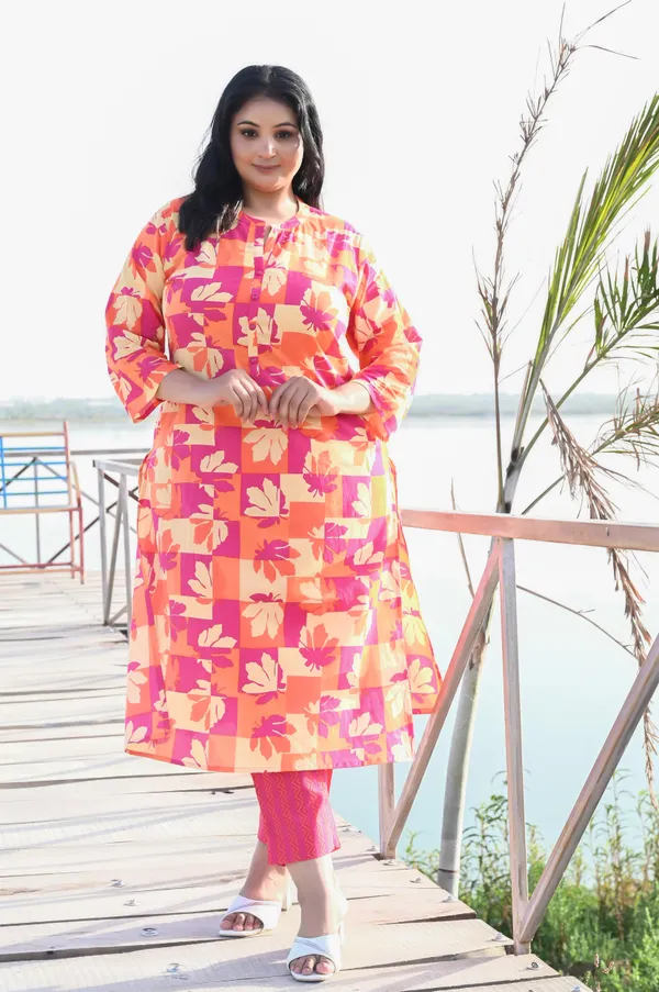 Pink_Orange_Cotton_Premium_&_Elegant_Kurta_&_Pant_Set_For_Women