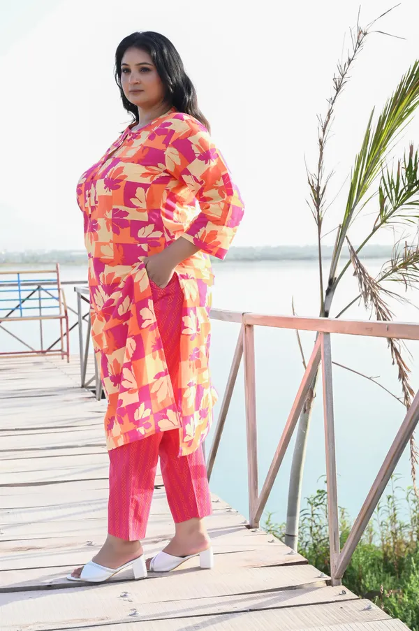 Pink_Orange_Cotton_Premium_&_Elegant_Kurta_&_Pant_Set_For_Women