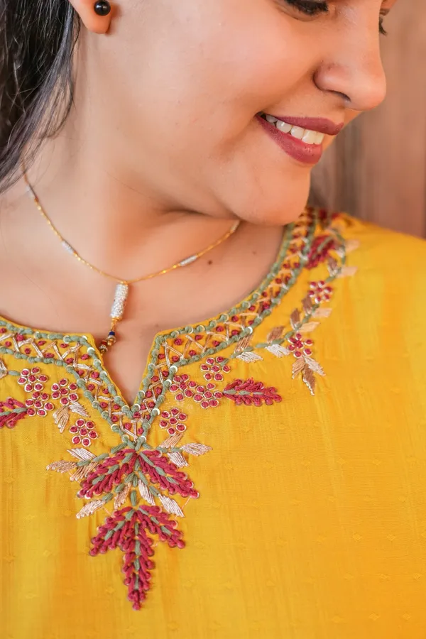 Mustard_Chanderi_Silk_Premium_&_Elegant_Kurta_&_Pant_Set_For_Women