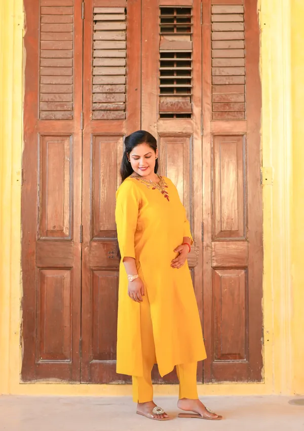 Mustard_Chanderi_Silk_Premium_&_Elegant_Kurta_&_Pant_Set_For_Women