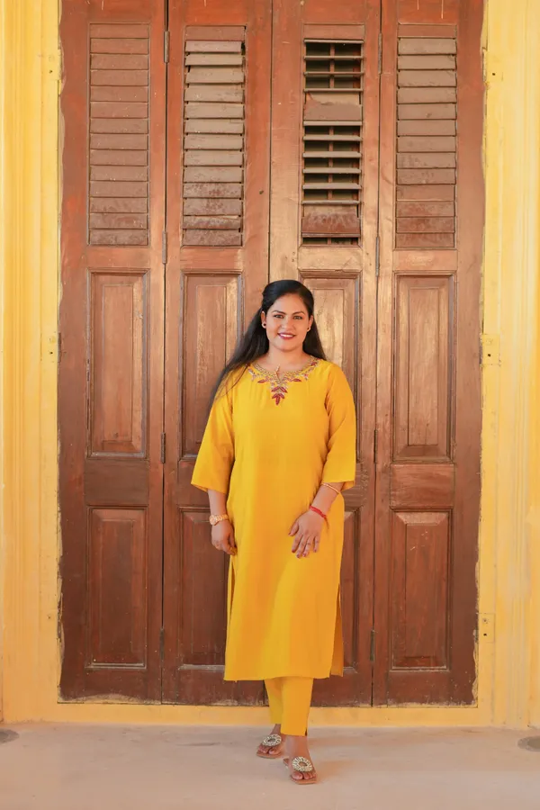 Mustard_Chanderi_Silk_Premium_&_Elegant_Kurta_&_Pant_Set_For_Women
