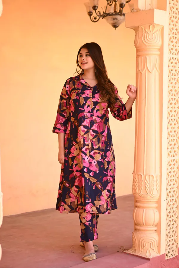 Navy_Blue_Cotton_Premium_&_Elegant_Kurta_&_Pant_Set_For_Women