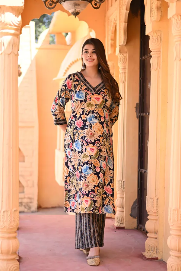Blue_Rayon_Premium_&_Elegant_Kurta_&_Pant_Set_For_Women