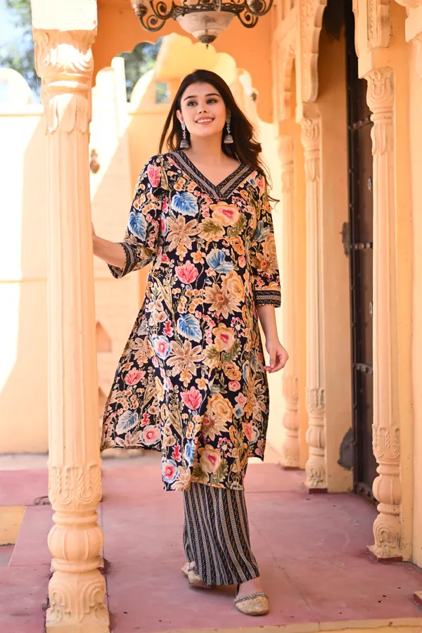 Blue_Rayon_Premium_&_Elegant_Kurta_&_Pant_Set_For_Women
