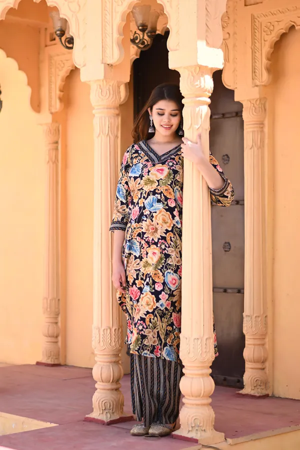 Blue_Rayon_Premium_&_Elegant_Kurta_&_Pant_Set_For_Women