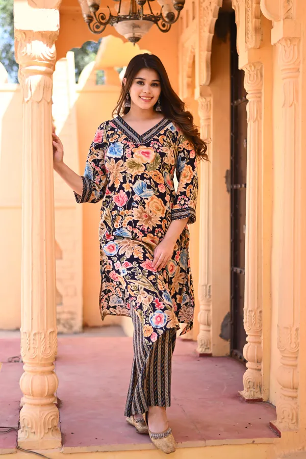 Blue_Rayon_Premium_&_Elegant_Kurta_&_Pant_Set_For_Women