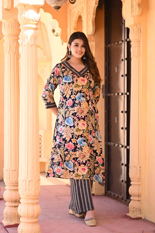 Blue_Rayon_Premium_&_Elegant_Kurta_&_Pant_Set_For_Women