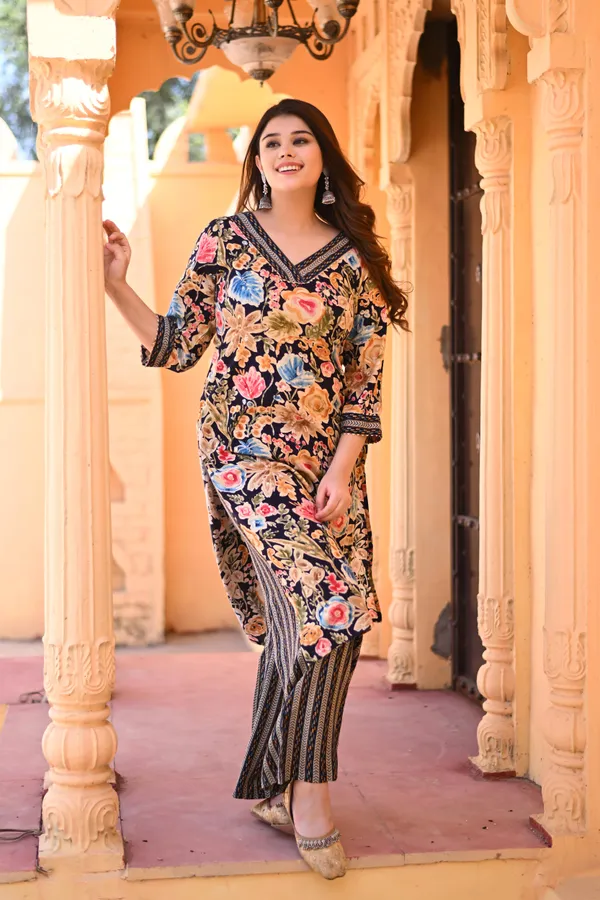 Blue_Rayon_Premium_&_Elegant_Kurta_&_Pant_Set_For_Women
