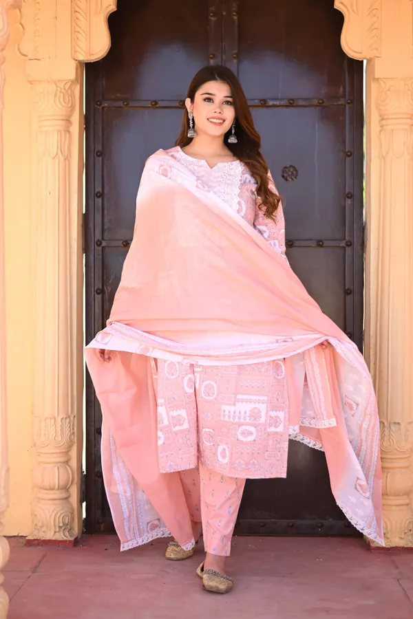 Peach_Cotton_Premium_&_Elegant_Kurta_&_Pant_Set_For_Women