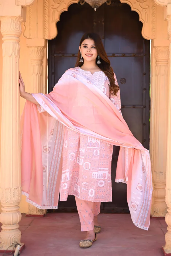 Peach_Cotton_Premium_&_Elegant_Kurta_&_Pant_Set_For_Women
