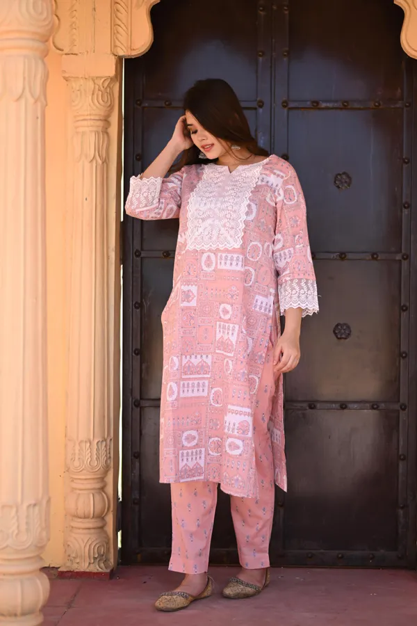 Peach_Cotton_Premium_&_Elegant_Kurta_&_Pant_Set_For_Women
