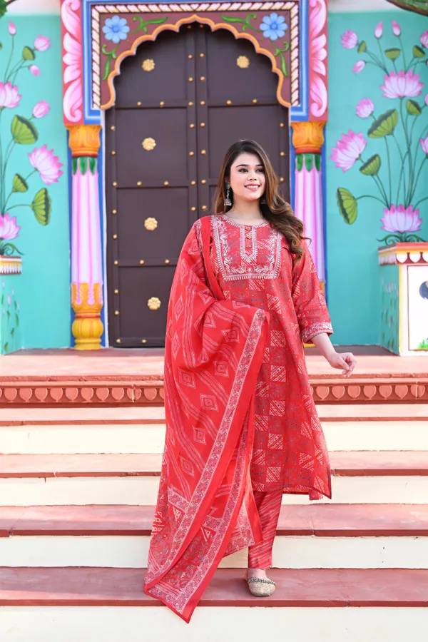 Red_Muslin_Premium_&_Elegant_Kurta_&_Pant_Set_For_Women