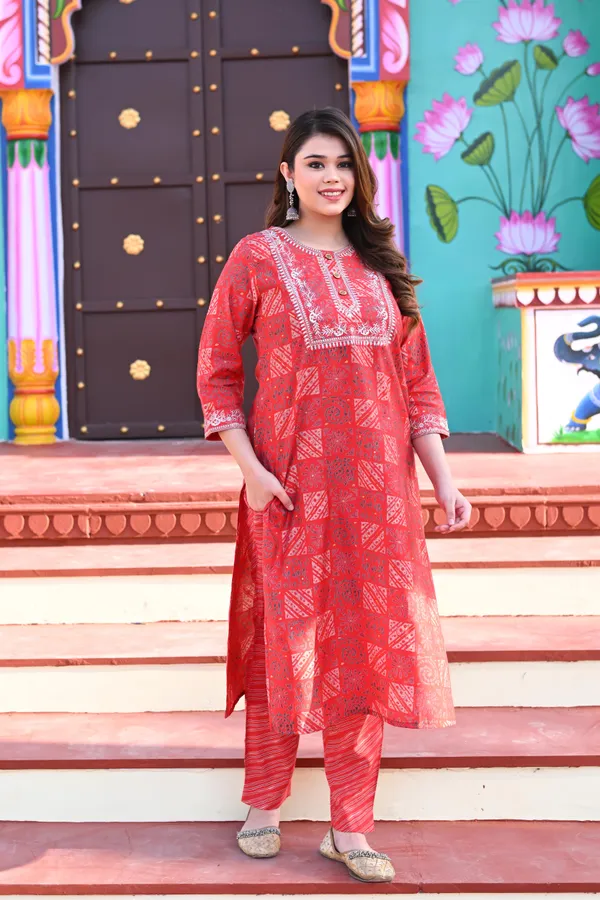 Red_Muslin_Premium_&_Elegant_Kurta_&_Pant_Set_For_Women