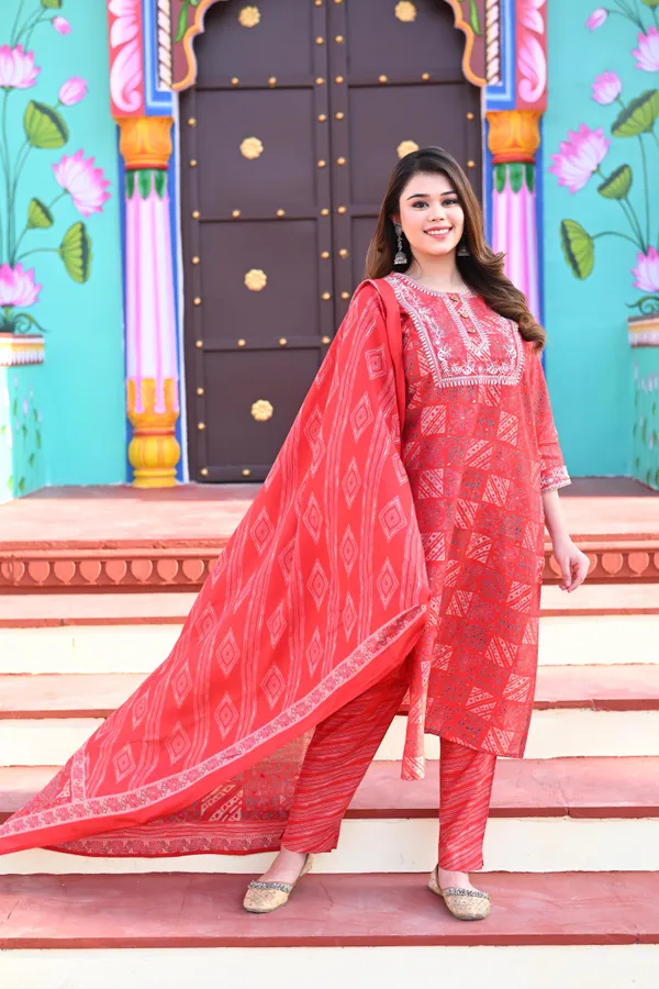 Red_Muslin_Premium_&_Elegant_Kurta_&_Pant_Set_For_Women