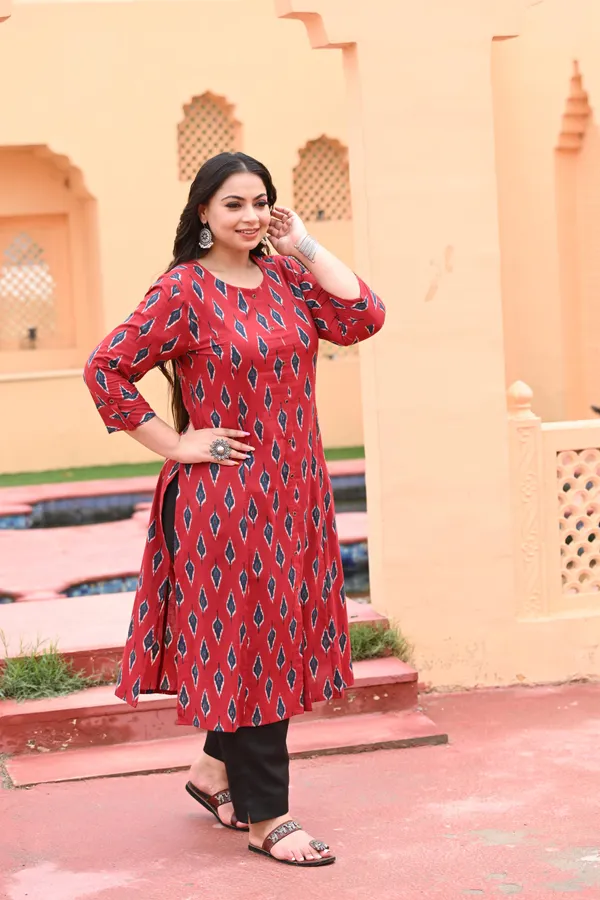 Maroon_Cotton_Premium_&_Elegant_Kurta_For_Women