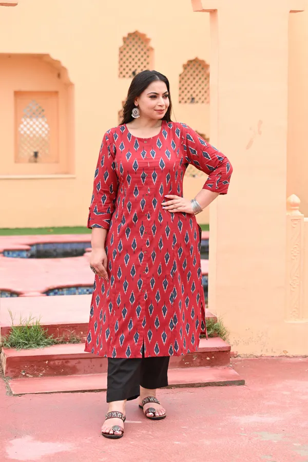 Maroon_Cotton_Premium_&_Elegant_Kurta_For_Women