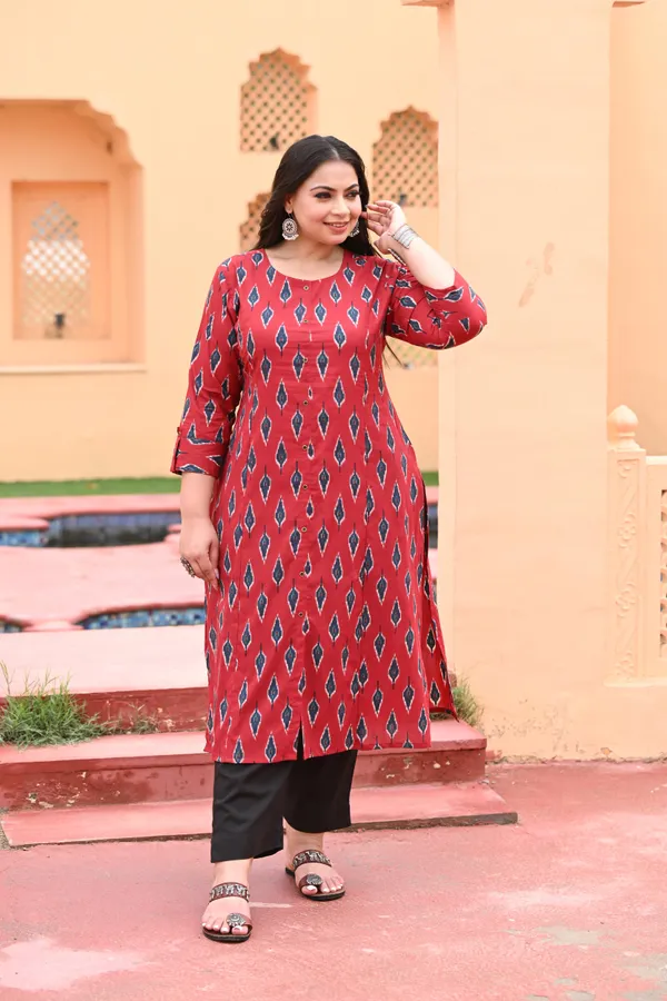 Maroon_Cotton_Premium_&_Elegant_Kurta_For_Women
