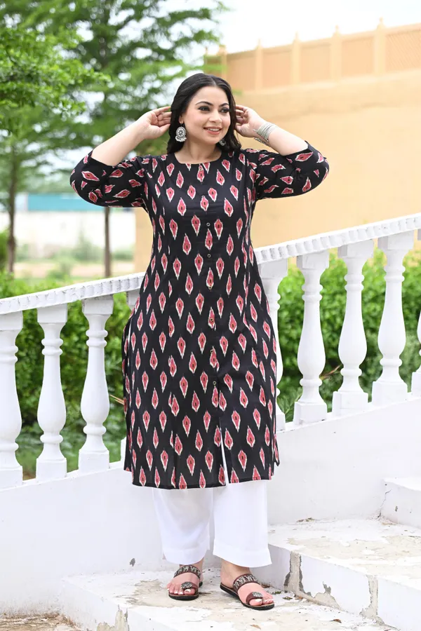 Black_Cotton_Premium_&_Elegant_Kurta_For_Women
