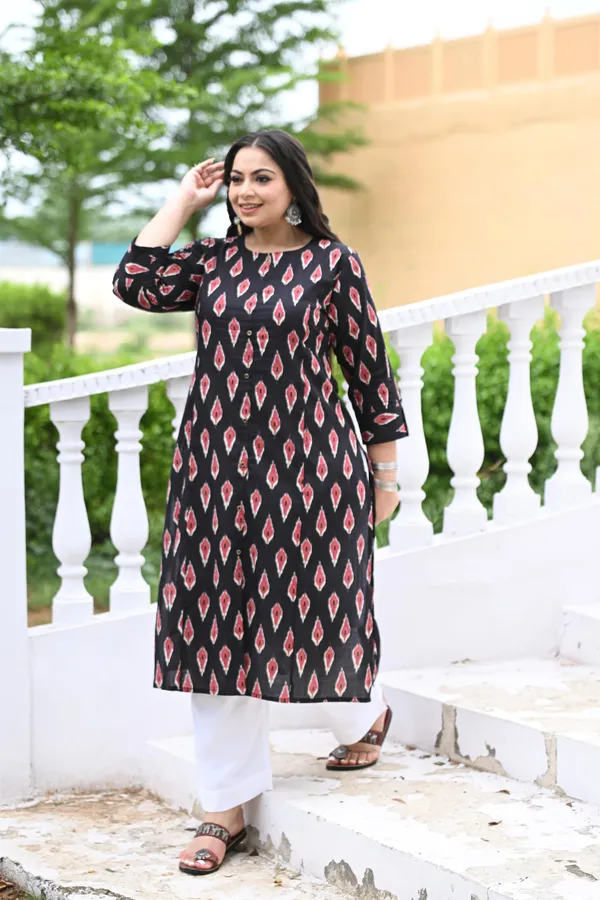 Black_Cotton_Premium_&_Elegant_Kurta_For_Women