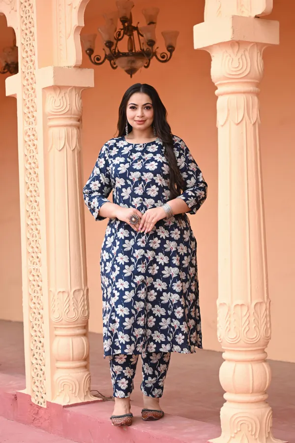 Navy_Blue_Cotton_Premium_&_Elegant_Kurta_For_Women