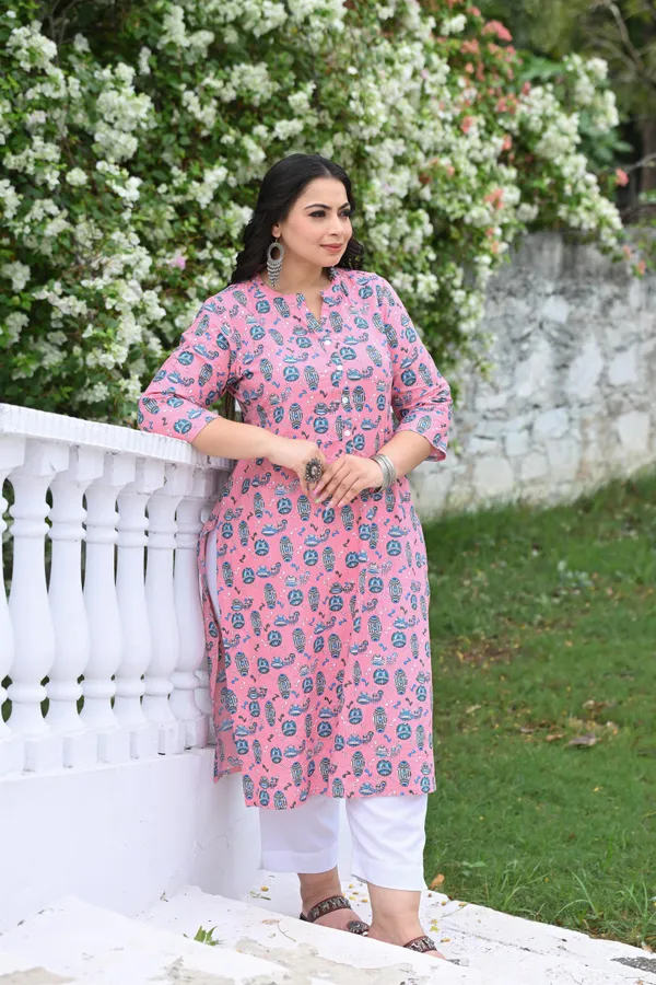 Pink_Cotton_Premium_&_Elegant_Kurta_For_Women