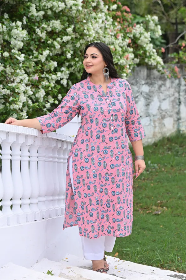 Pink_Cotton_Premium_&_Elegant_Kurta_For_Women