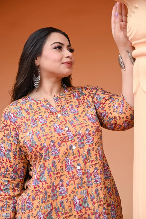 Yellow_Katha_Cotton_Premium_&_Elegant_Kurta_&_Pant_Set_For_Women