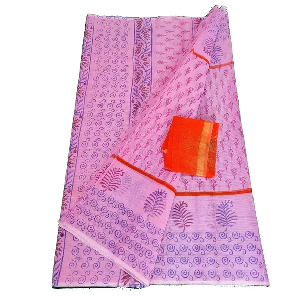 Women's_Kota_Doria_Cotton_block_Printed_line_Designer_Saree_With_Unstitched_Blouse_Piece