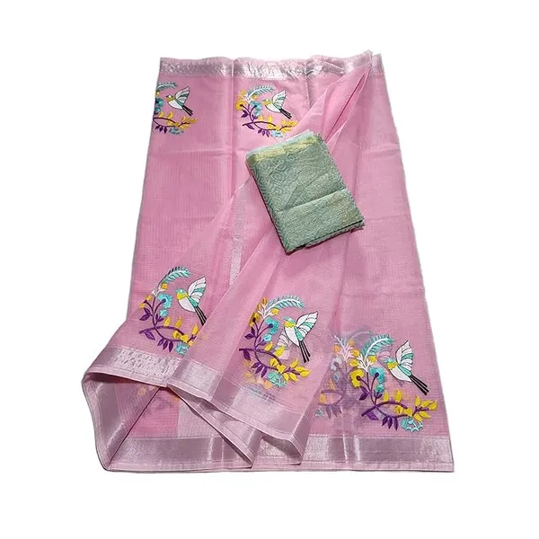 Women's_Kota_Doria_Embroidered_Saree_with_Contrast_Bloiuse
