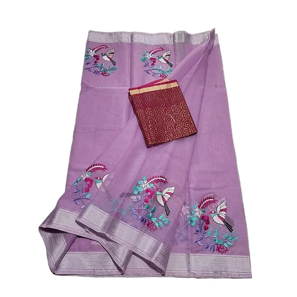 Women's_Kota_Doria_Cotton_Saree_with_Floral_Embroidery,_5.5_metres,_Purple