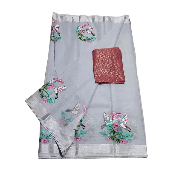 Women's_Kota_Doria_Embroidered_Saree_with_Contrast_Bloiuse