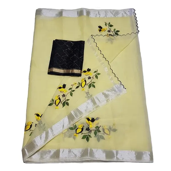 Kota_Doria_Embroidered_Saree_with_contrast_blouse_for_Women