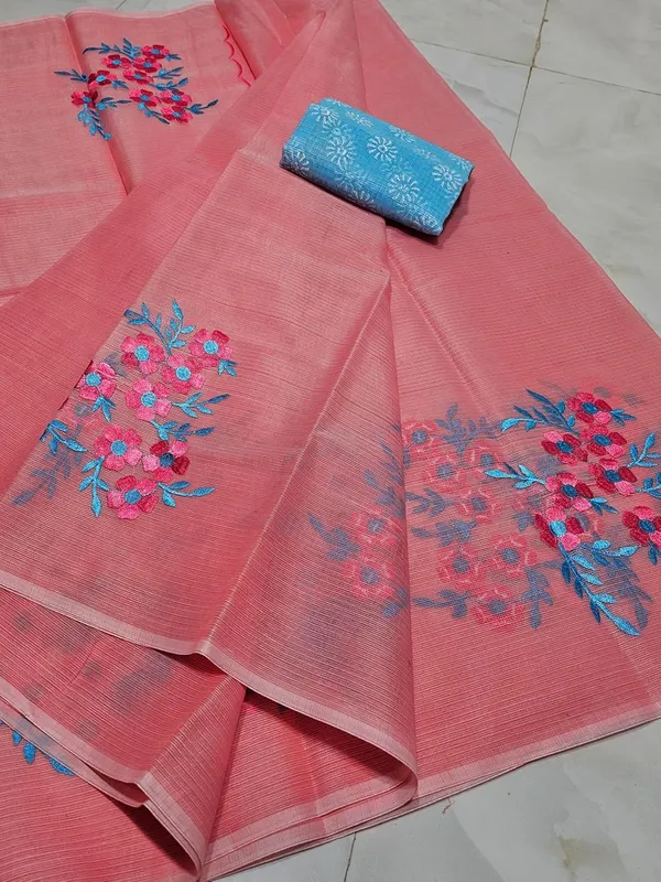 Women's_Kota_Doria_Cotton_Saree_With_Floral_Embroidery_Designe_with_Extra_Contrast_Blouse_(M.I.R.Z.A.)_1TSES9f