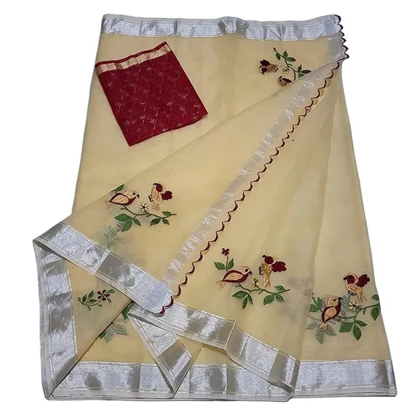 Kota_Doria_Embroidered_Saree_with_contrast_blouse_for_Women