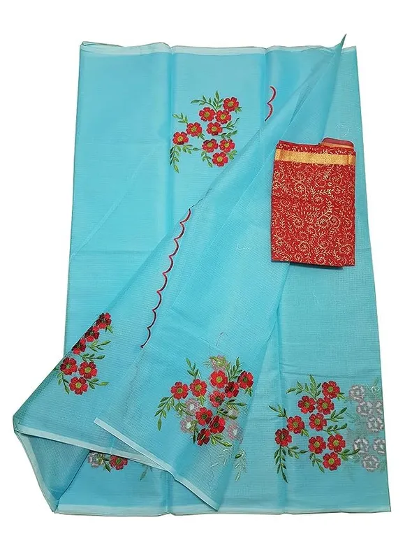 Women's_Kota_Doria_Cotton_Saree_With_Floral_Embroidery_Designe_with_Extra_Contrast_Blouse_(M.I.R.Z.A.)_1TSES9f