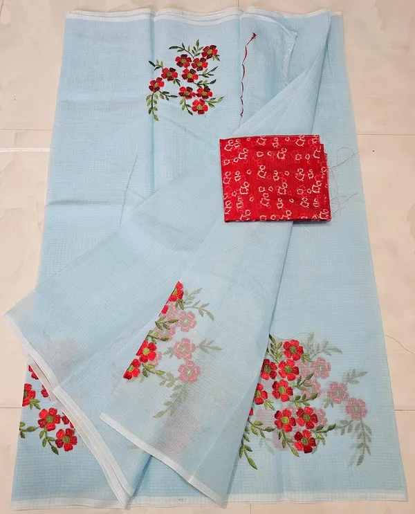Women's_Kota_Doria_Cotton_Saree_With_Floral_Embroidery_Designe_with_Extra_Contrast_Blouse_(M.I.R.Z.A.)_1TSES9f