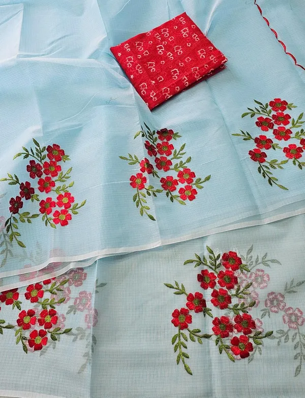 Women's_Kota_Doria_Cotton_Saree_With_Floral_Embroidery_Designe_with_Extra_Contrast_Blouse_(M.I.R.Z.A.)_1TSES9f