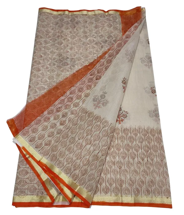 Women's_Kota_Doria_Block_Printed_Saree_with_Self_Blouse