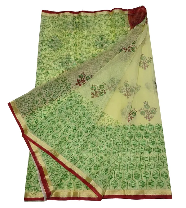 Women's_Kota_Doria_Block_Printed_Saree_with_Self_Blouse